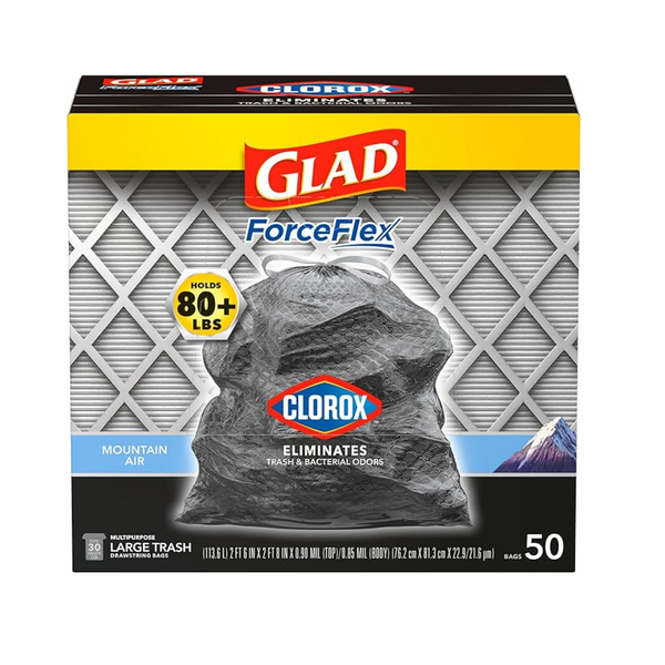 50-Count 30-Gallon Glad ForceFlex Drawstring Trash Bags (Mountain Air)