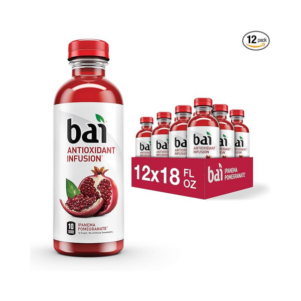 12 Bottles of Bai Flavored Water, Ipanema Pomegranate, Antioxidant Infused Drinks (18 Fluid Ounce Bottle)