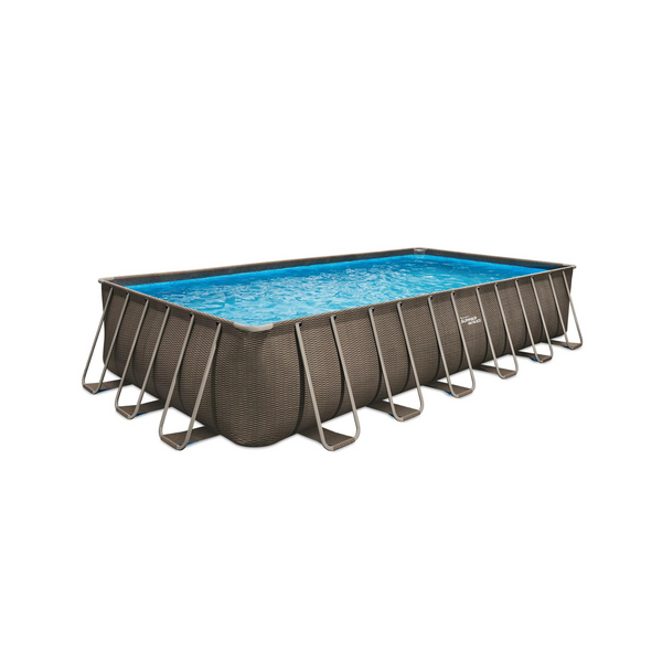 Summer Waves 24' Dark Double Rattan Print Elite Rectangular Frame Pool