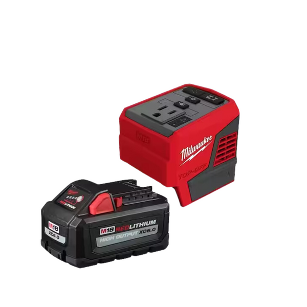 Inversor compacto de iones de litio Milwaukee M18 de 18 voltios y 175 vatios con batería de 6,0 Ah