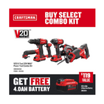 Craftsman V20 6-Tool Combo Kit w/ 2x 2Ah Batteries + 1x 4Ah Battery & Charger