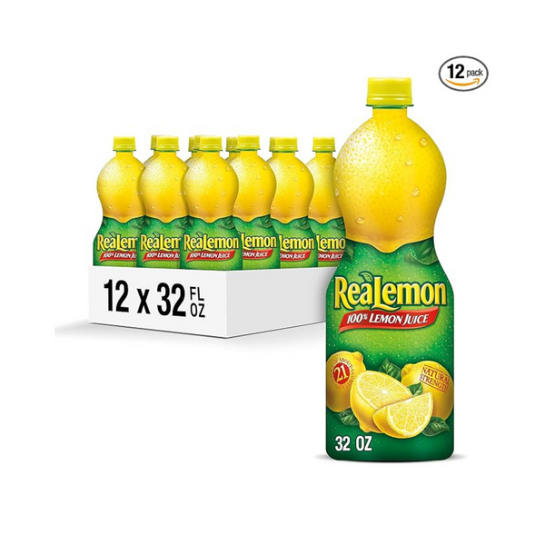 12 Bottles of ReaLemon 100 percent Lemon Juice (32 fl oz bottles)