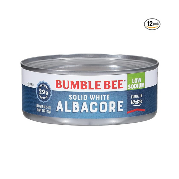 12 latas de atún blanco sólido bajo en sodio Bumble Bee en agua (latas de 5 oz)