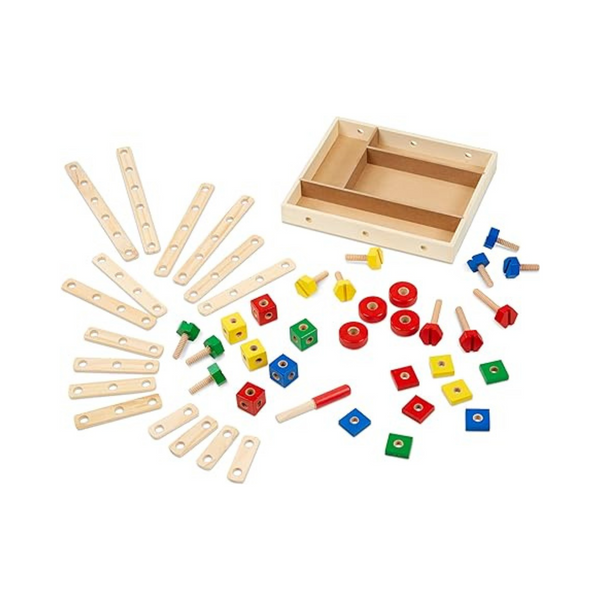 Melissa &amp; Doug Juego de construcción de madera en caja (48 piezas)