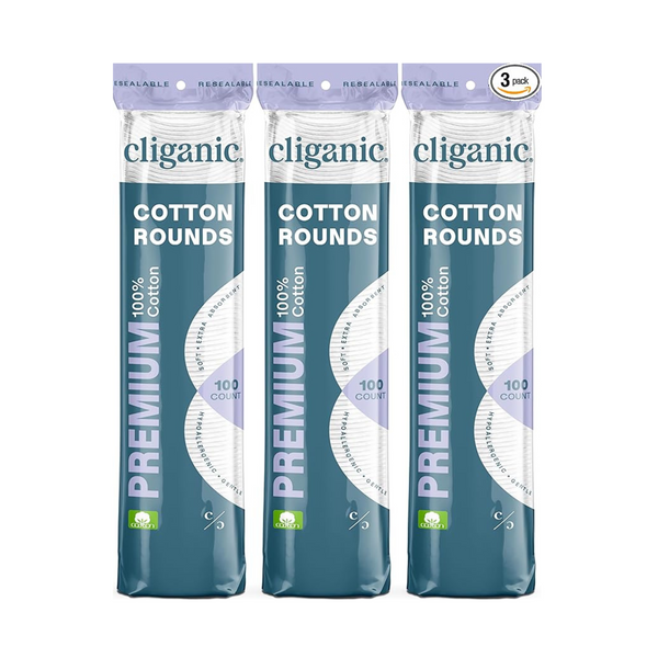 300-Count Cliganic Premium Cotton Rounds