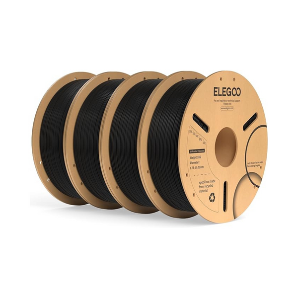 4-Count 1-Kg ELEGOO PLA+ 3D Printer Filament Spools (Black or White)