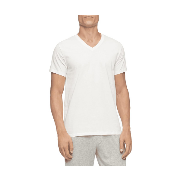 5 Calvin Klein Men’s Cotton Classics White V-Neck Undershirts