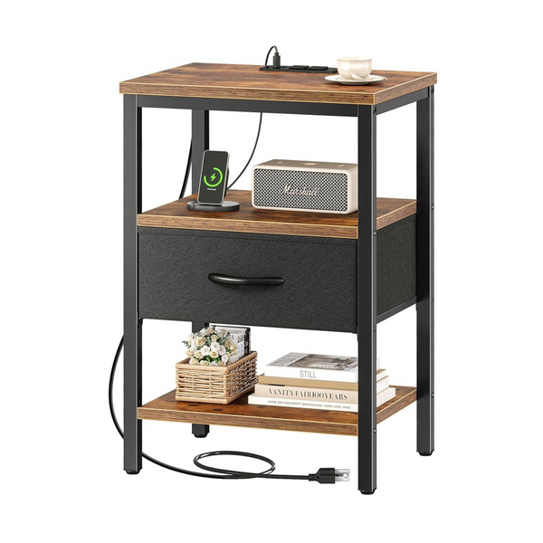 Superjare Nightstand with Charging Station