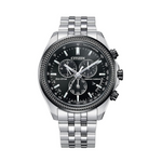 Reloj cronógrafo clásico Citizen Eco-Drive para hombre con calendario perpetuo (esfera negra)