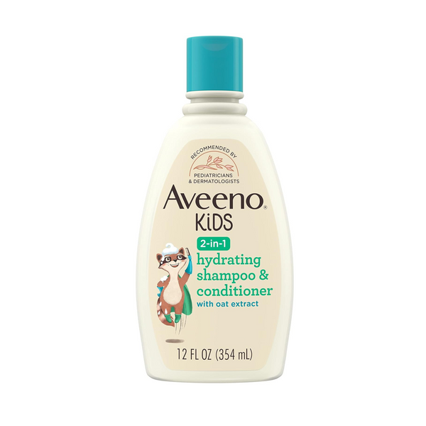 Aveeno Kids Champú y acondicionador 2 en 1, desenreda el cabello, para piel y cuero cabelludo sensibles (12 onzas líquidas)