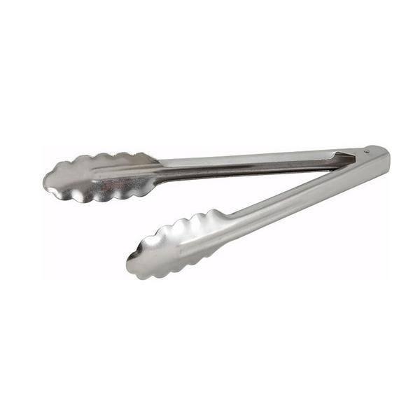 9" Winco Coiled Spring Heavyweight Stainless Steel Utility Tongs