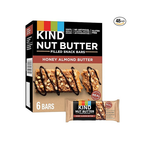 Barras rellenas de mantequilla de nueces KIND de 6 unidades de 1.3 oz (mantequilla de miel y almendras) 