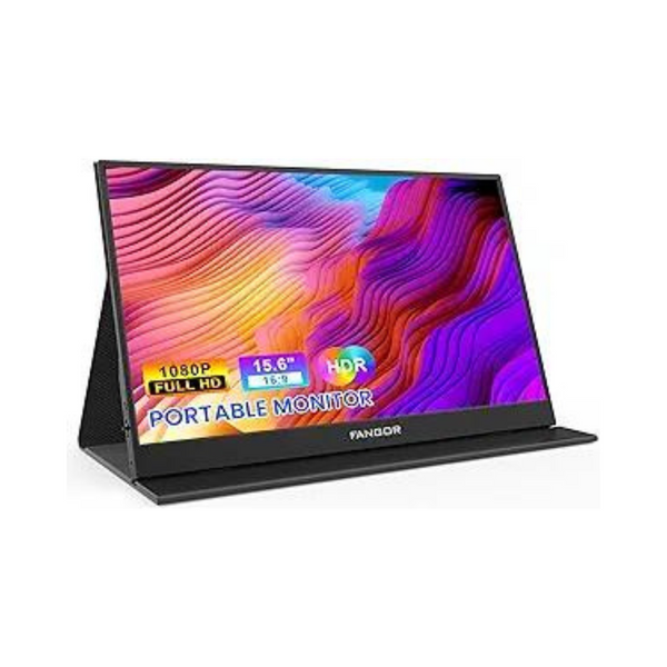 Monitor de viaje portátil Fangor 1080p de 15,6" Ips con cubierta (USB-C, Mini HDMI)