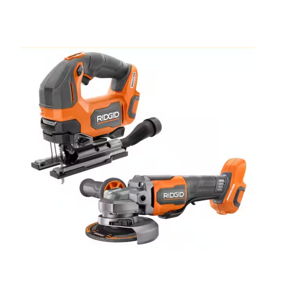 Kit combinado de 2 herramientas inalámbrico RIDGID de 18 V con sierra caladora y amoladora de 4-1/2" (solo herramientas)