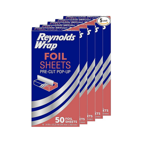 5-Pack 50-Count Reynolds Wrap Pre-Cut Pop-Up Aluminum Foil Sheets (14" x 10.25")