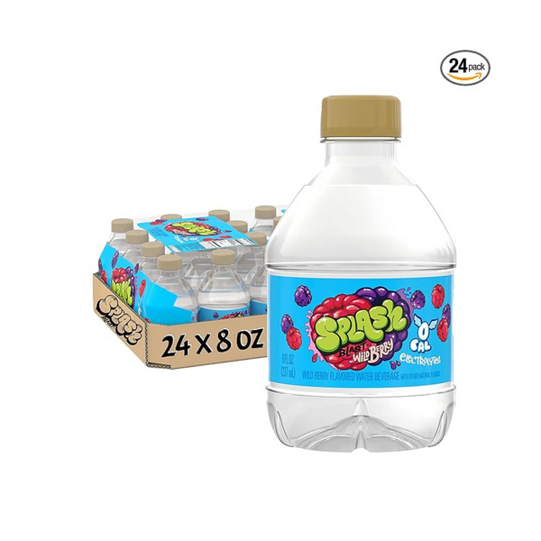 Paquete de 24 agua Splash Blast de 8 oz con electrolitos (baya silvestre)