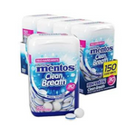 Paquete de 4 Mentos Clean Breath de 150 piezas, menta dura sin azúcar (menta intensa)