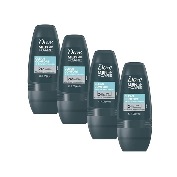 Paquete de 4 desodorantes roll-on Dove Men + Care Clean Comfort de 1.7 oz