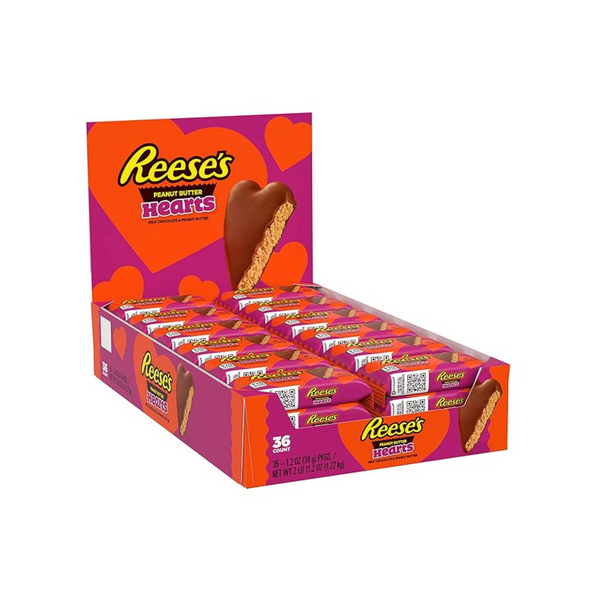 Corazones de chocolate con leche y mantequilla de maní REESE'S de 36 unidades y 1.2 oz