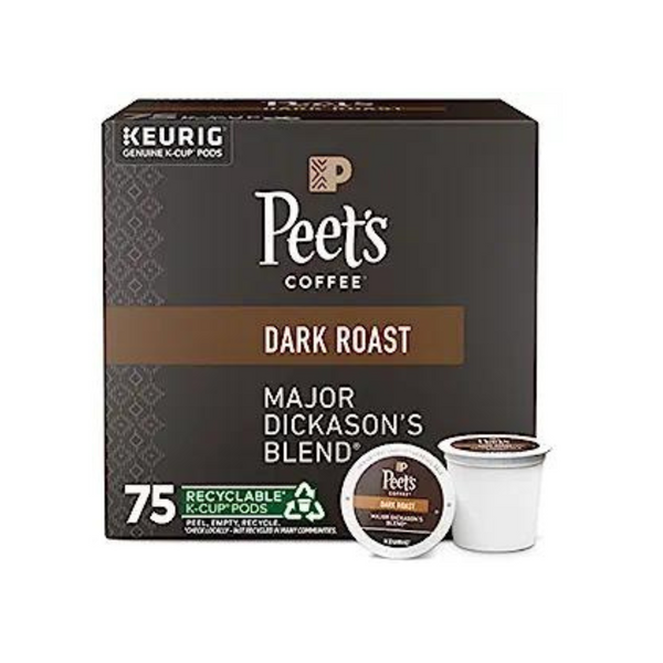 Peet’s Coffee Dark Roast K-Cup Pods – Major Dickason’s Blend (75 Count)