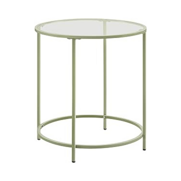 Glass End Table with Metal Frame