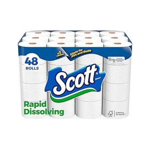 48-Ct Scott Rapid-Dissolving Double Rolls Toilet Paper