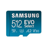 Tarjeta de memoria microSDXC Samsung EVO Select U3 A2 V30 de 512 GB con adaptador