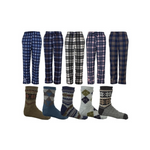 Paquete de 6 pantalones de pijama Therma Tek para hombre y calcetines Sherpa