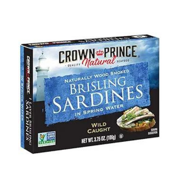 12 latas de sardinas erizadas naturales Crown Prince en agua de manantial