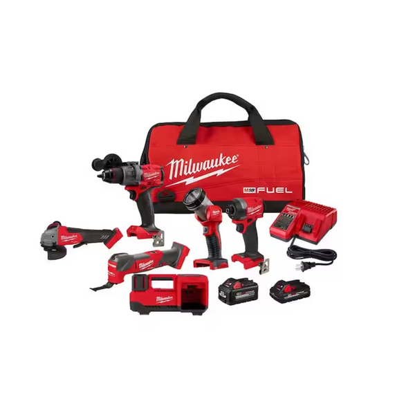 Milwaukee M18 FUEL Combo inalámbrico sin escobillas de 18 V (4 herramientas) con amoladora e inflador de 4,5"