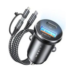 Adaptador de cargador de coche de carga rápida Lisen de 54 W y 2 puertos USB-C con cable