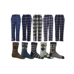 6-Count Therma Tek Men's Pajama Pants & Sherpa Socks Bundle