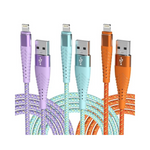 Paquete de 3 cables de carga USB-A a Lightning con certificación Mfi de 6 pies