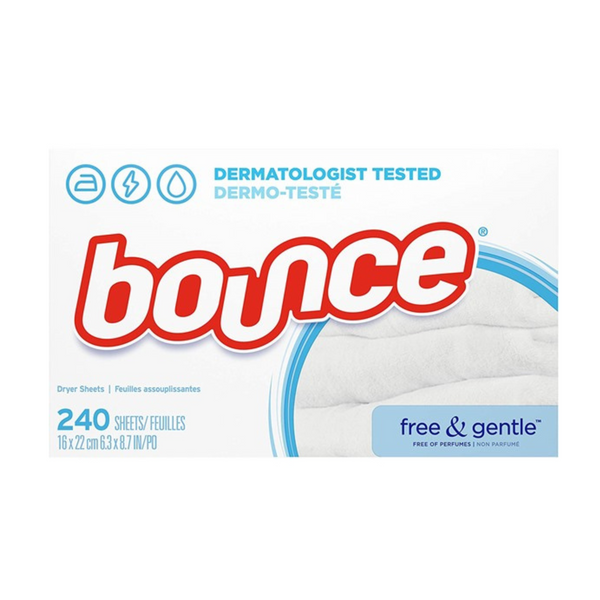 240-Count Bounce Fabric Softener Dryer Sheets (Free & Gentle)