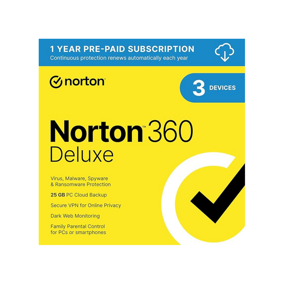 Norton 360 Deluxe 2024 (1 año, 3 dispositivos)