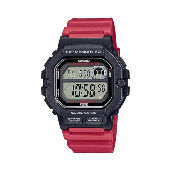 Casio Reloj deportivo digital para hombre con iluminación LED y batería de 10 años con memoria de 60 vueltas