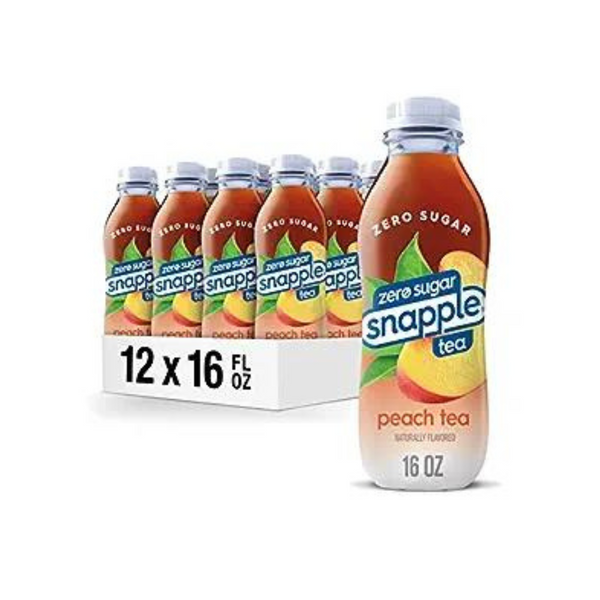 Snapple Zero Sugar Peach Tea, 16 Fl Oz Bottles, Pack of 12