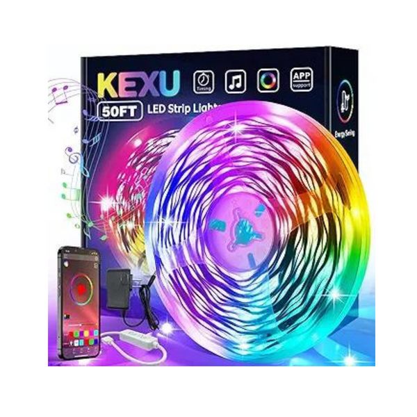 Kexu 50ft Color Changing Rgb Led Light Strips with Music Sync