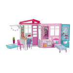 Barbie Doll House, Portable Playset with Carrying Handle and Accessories