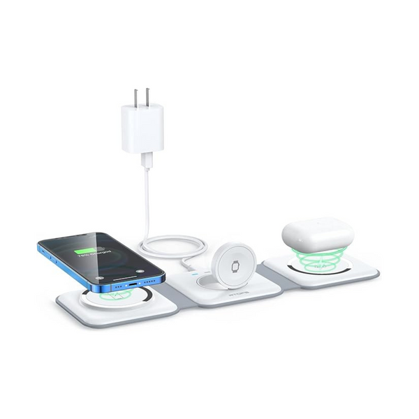 Rtops Gan 3-in-1 Magnetic Wireless Charging Station w/Adapter