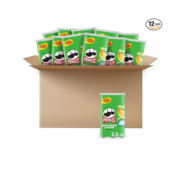 12-Pack Pringles Sour Cream & Onion Flavored Potato Crisps Chips