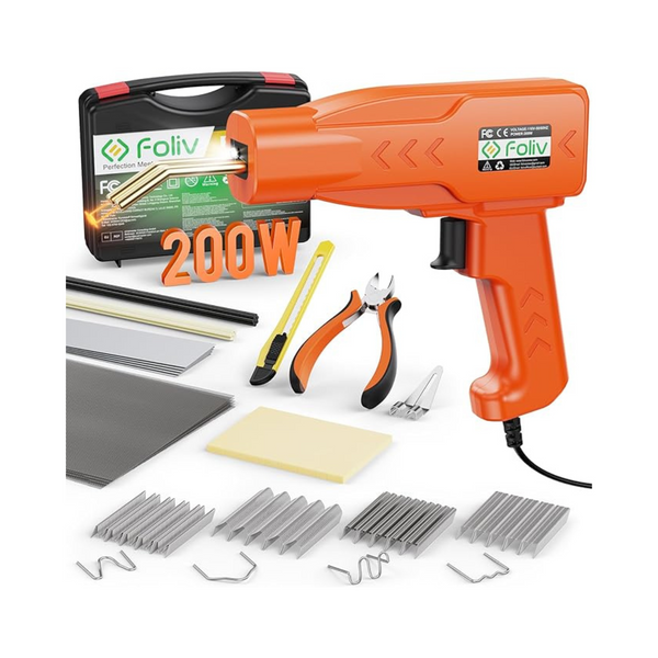 FOLIV 200W Portable Plastic Welding Kit w/ 1000-Piece Hot Staples