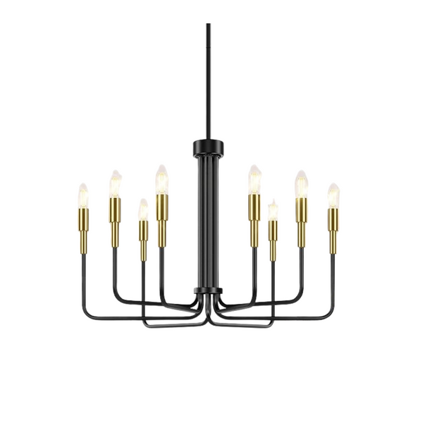 Sucolite 8-Light Modern Farmhouse Black and Gold Chandelier