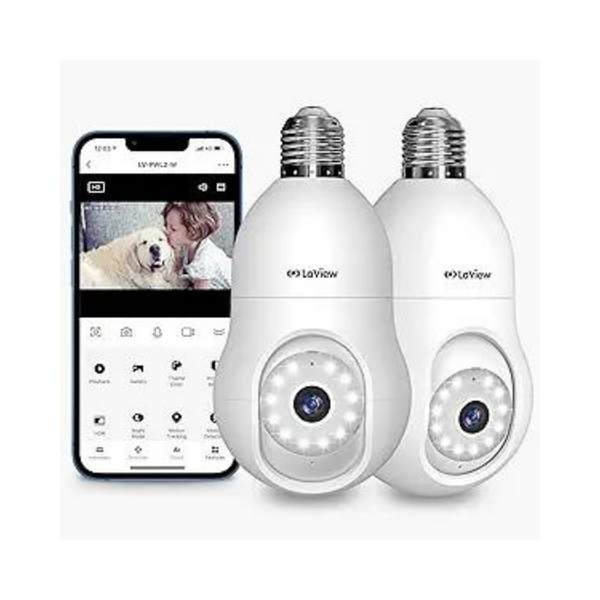 2-Pack LaView 4MP Wireless Smart Bulb Security Camera