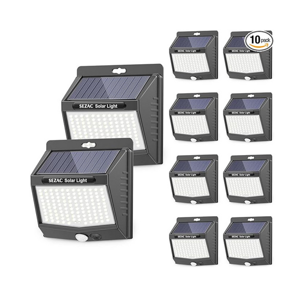 10-Pack SEZAC Motion Sensor Solar Outdoor Security Wireless Wall Lights