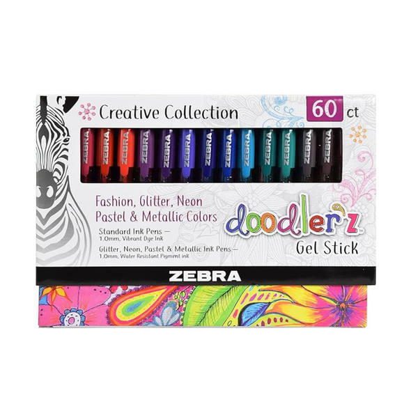 60 Zebra Gel Stick Doodler'z Pens