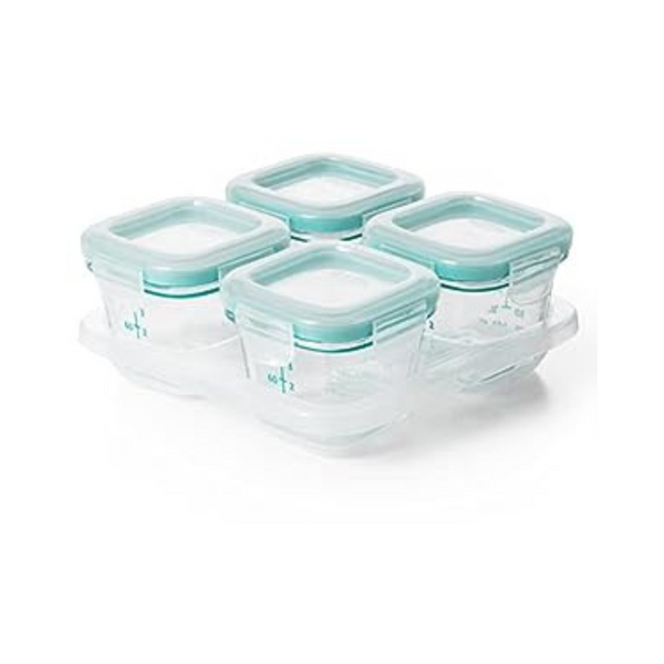 Oxo Tot Glass Baby Blocks Food Storage Containers, Teal, 4 oz