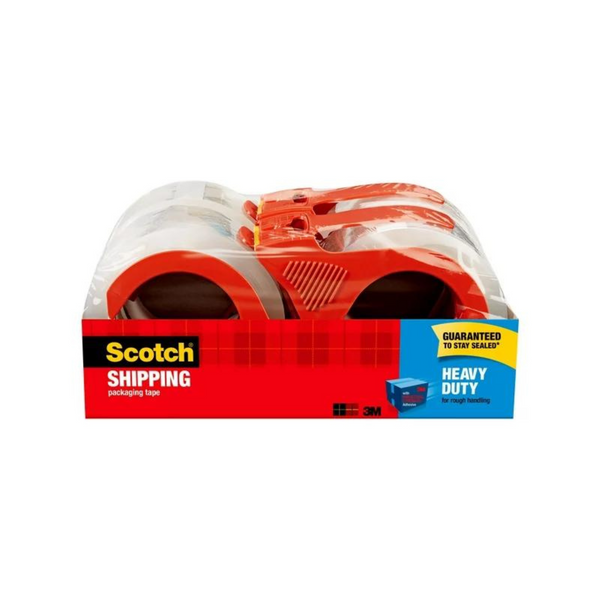 4-Rolls Scotch Heavy Duty Shipping Packing Tape with 4 Dispensers