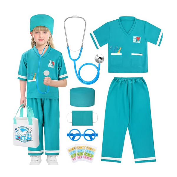 Giftinbox Doctor Costume For Kids Scrubs With Accessories