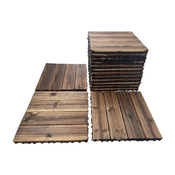 36-Pack 12" x 12" Waterproof Hardwood Interlocking Patio Deck Tiles